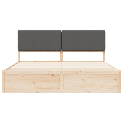 Estrutura de Cama de casal moderno com Cabeceira Estofada Cinza Escuro