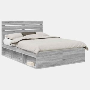 Estrutura da Cama de casal simple com cabeceira Cinza Sonoma 160 x 200 cm