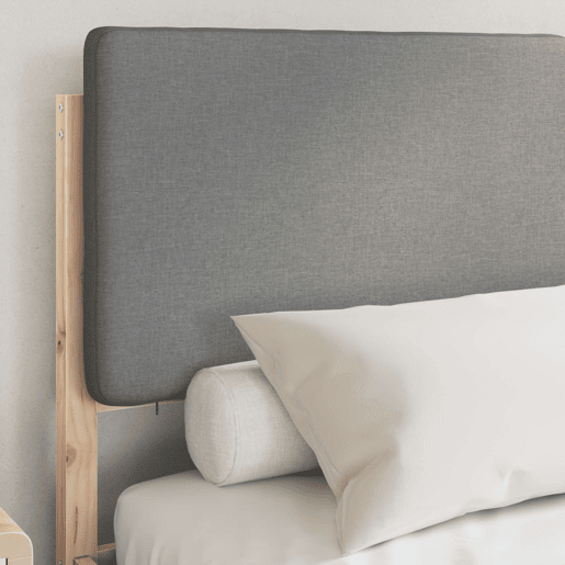 Estrutura de Cama de casal moderno com Cabeceira Estofada Cinzento-claro