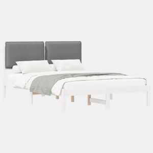 Estrutura de Cama de casal moderno com Cabeceira Estofada Cinzento-claro