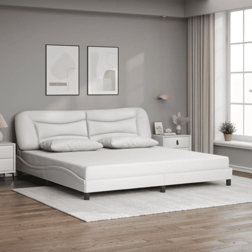 Estrutura de Cama de casal moderno com LED - 200x200 cm branco