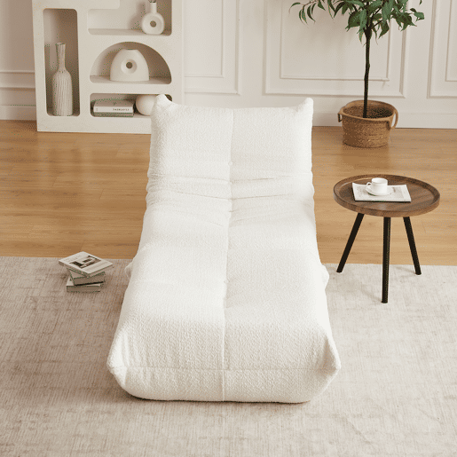 Sofá Togo de chão - Chenille, sem braços, com apoio para os pés, espuma viscoelástica - Bege Sofá Togo de chão - Chenille, sem braços, com apoio para os pés, espuma viscoelástica - Bege