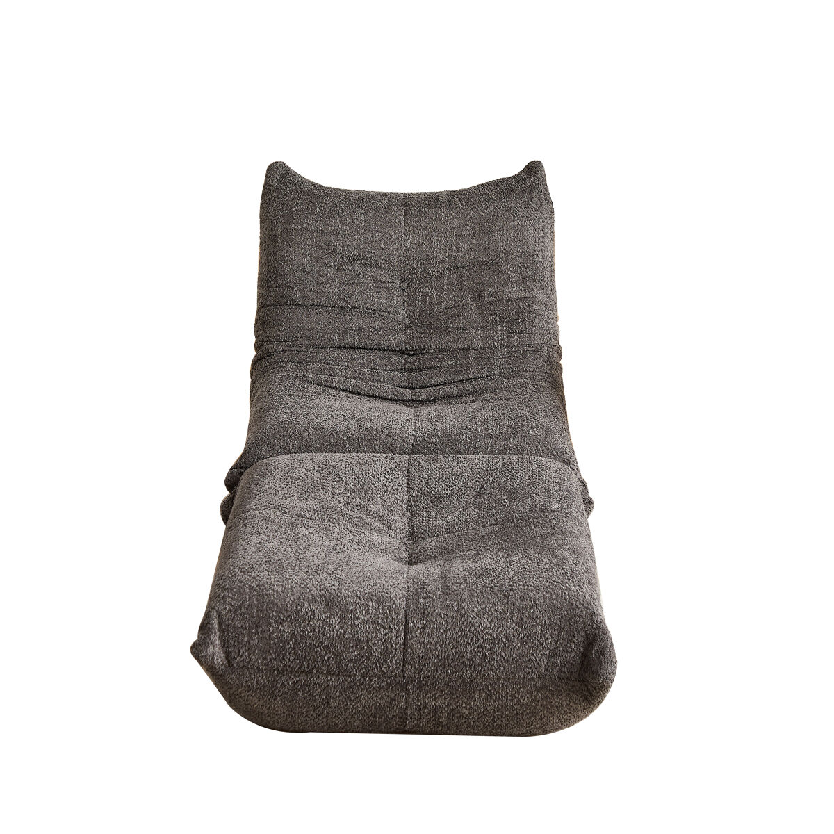 Sofá togo de chenilla - sillón bajo sin brazos con reposapiés, espuma viscoelástica - gris