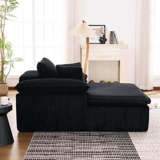 Sofá reclinável 46 cm - design interior, sem estrutura, confortável para leitura, braços largos - Preto