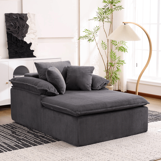 Sofá reclinável 46 cm - design interior, sem estrutura, braços largos, cinzento