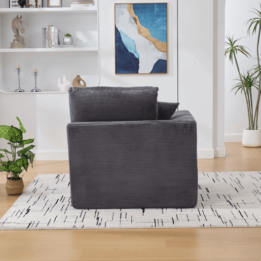 Sofá individual moderno - minimalista, suave e confortável, com almofada - cinza escuro