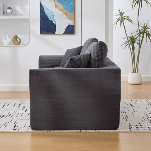 Sofá individual moderno - minimalista, suave e confortável, com almofada - cinza escuro