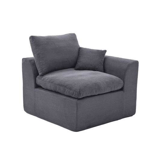 Sofá individual moderno - minimalista, suave e confortável, com almofada - cinza escuro