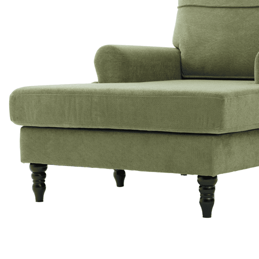Poltrona individual em chenille - encosto e braços confortáveis, bolsos laterais - Verde Oliva