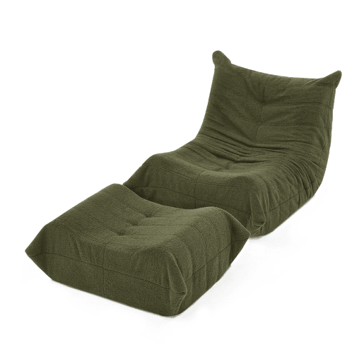 Pufe com encosto e apoio para os pés - sofá de veludo confortável - Verde