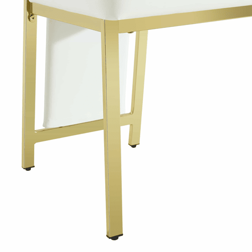 Cadeiras de sala de jantar 2 unidades - estilo minimalista europeu, PU branco + estrutura metálica dourada - Branco+Dourado