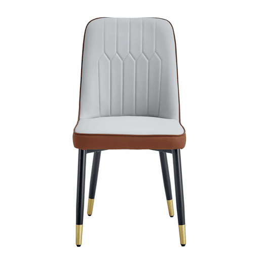 Cadeiras de sala de jantar 2 unidades - modernas e simples com encosto em PU - cor combinada - cinza claro + castanho