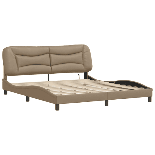 Estrutura de Cama de casal moderno com LED - 180x200 cm cappuccino