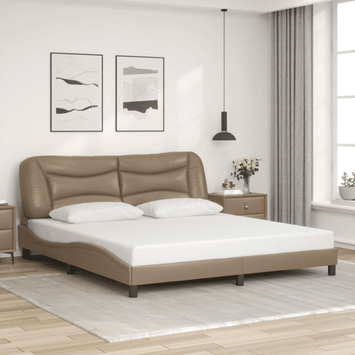 Estrutura de Cama de casal moderno com LED - 180x200 cm cappuccino
