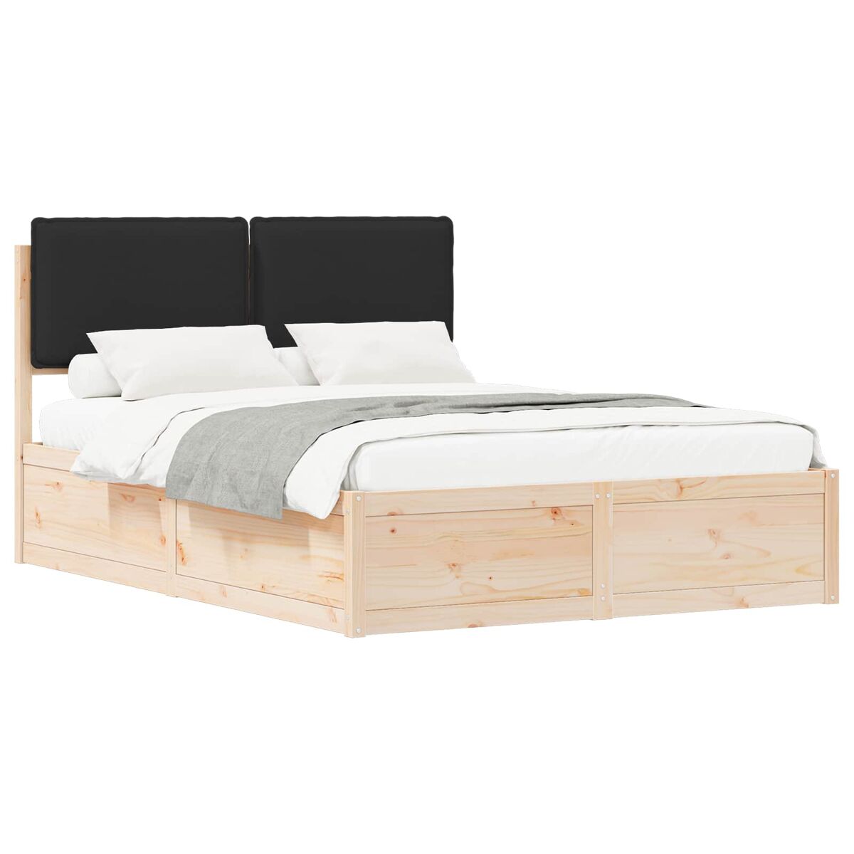 Estructura de cama matrimonial 165x205 Negro/ Madera