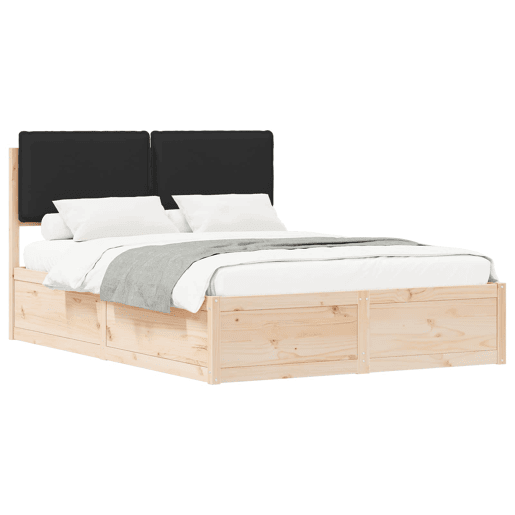 Estrutura de Cama de casal moderno com Cabeceira Estofada Preto 160 x 200 cm