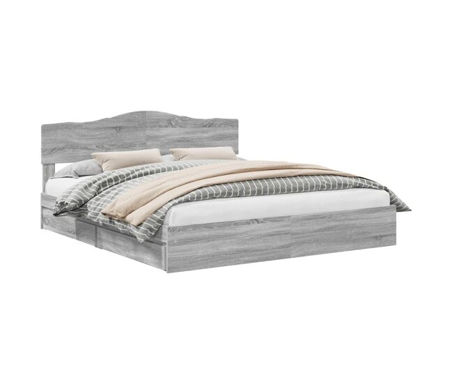 Estructura de cama matrimonial comodidad con cabecera - gris sonoma 200 x 200 cm