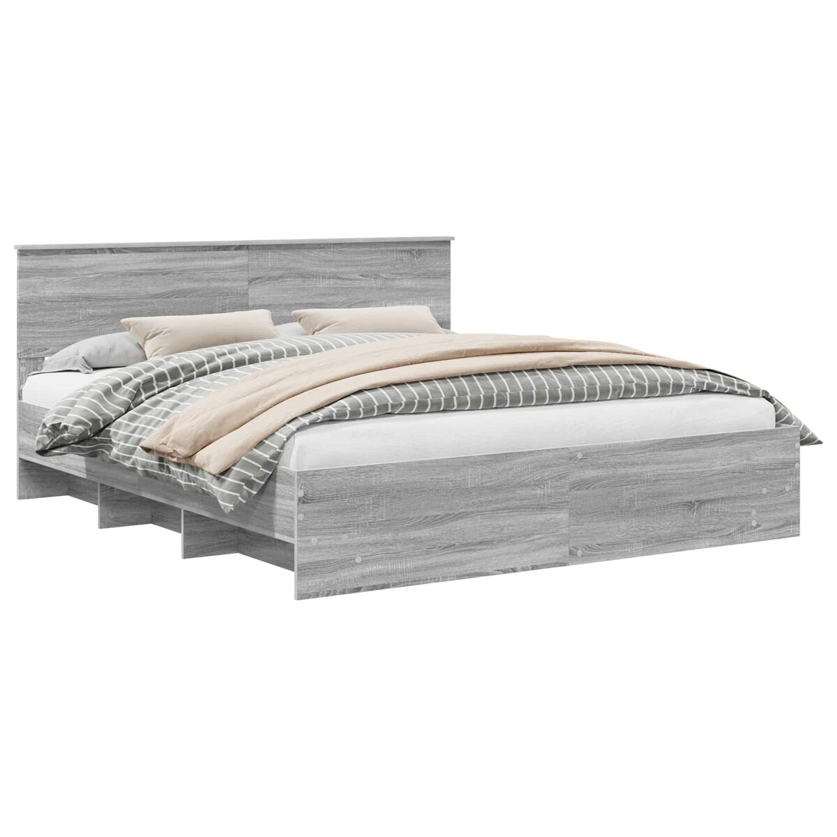 Estructura de cama matrimonial 183x210 Roble/ Gris