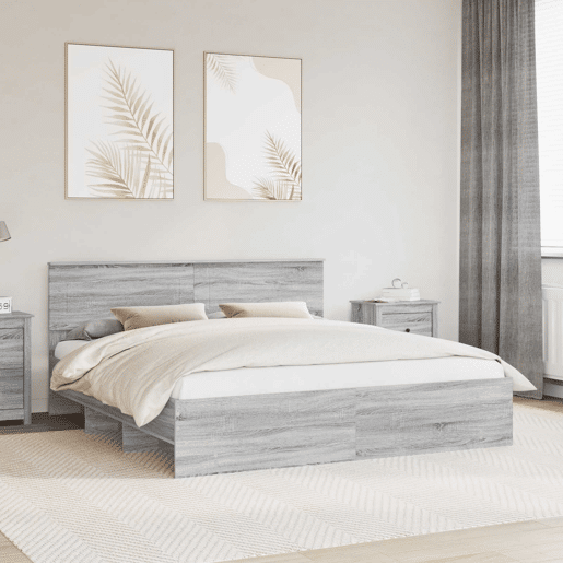 Estrutura De Cama De Casal Moderno - Cinza Sonoma 180 x 200 cm Madeira processada