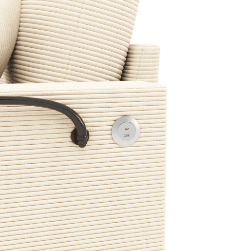 Sofá-cama XXL - Função de descanso, suporte para telemóvel, porta USB e porta-copos - Bege