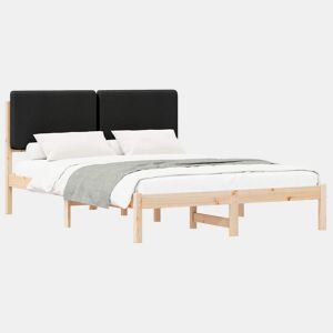Estrutura de Cama de casal moderno com Cabeceira Estofada Preto 150 x 200 cm