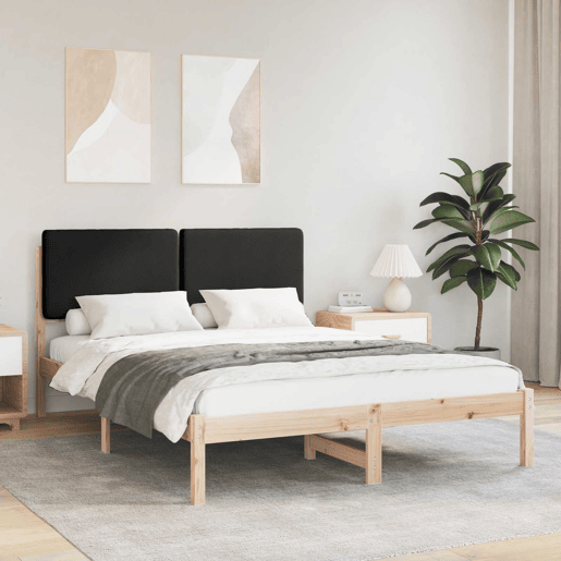 Estrutura de Cama de casal moderno com Cabeceira Estofada Preto 150 x 200 cm