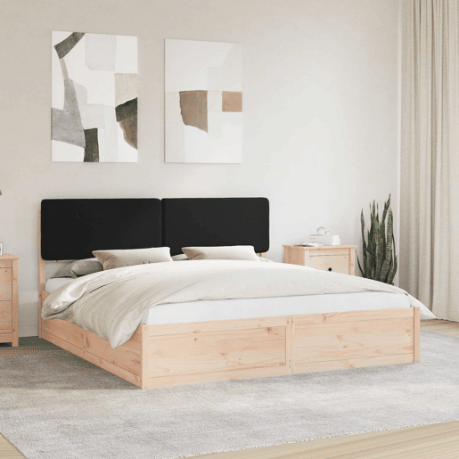 Estrutura de Cama de casal moderno com Cabeceira Estofada Preto 180 x 200 cm