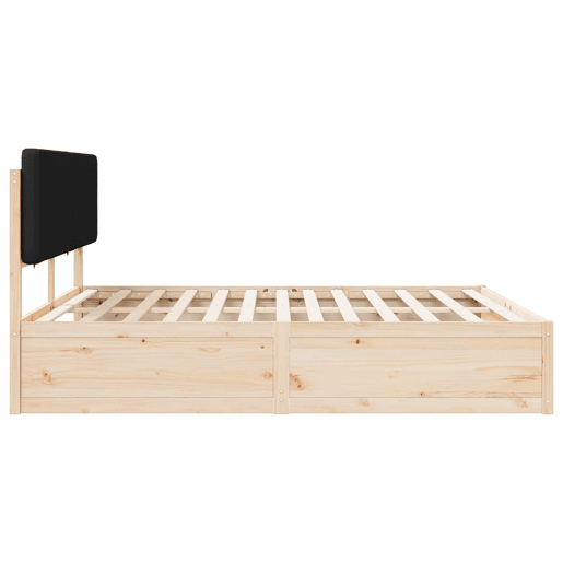 Estrutura de Cama de casal moderno com Cabeceira Estofada Preto 180 x 200 cm