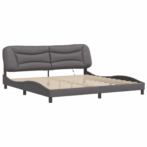 Estrutura de Cama de casal moderno com LED - 200x200cm cinzento