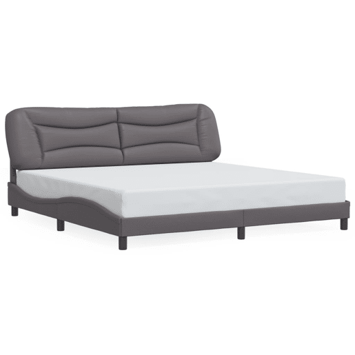 Estrutura de Cama de casal moderno com LED - 200x200cm cinzento