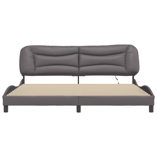 Estrutura de Cama de casal moderno com LED - 200x200cm cinzento