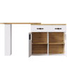 Mesa de bar extensível 138-204×39×104 cm - giratória em 360°, mesa de bistrô moderna com espaço de armazenamento - Branca