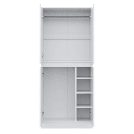 Armário roupeiro 70x40x170 cm - Porta dupla com pequeno compartimento de arrumação - Branco Armário roupeiro 70x40x170 cm - Porta dupla com pequeno compartimento de arrumação - Branco