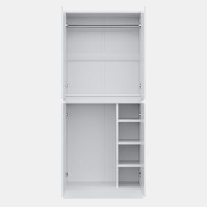 Armário roupeiro 70x40x170 cm - Porta dupla com pequeno compartimento de arrumação - Branco