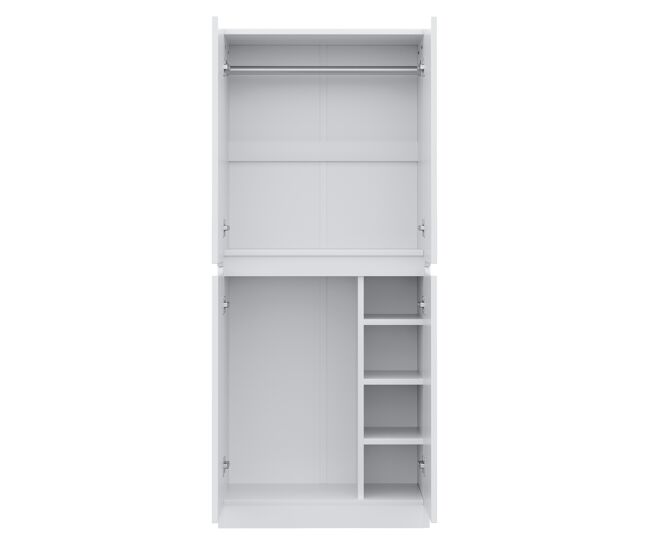 Armario ropero 70x40x170 cm - doble puerta con pequeño compartimento de almacenamiento - blanco