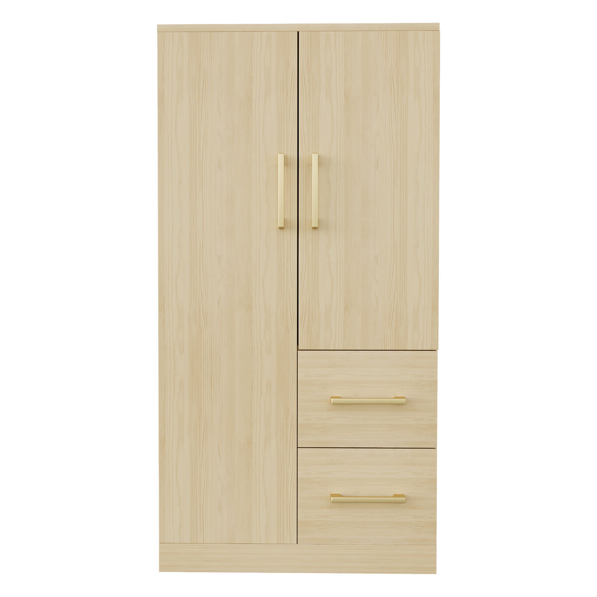 Armario infantil 70x40x135 cm - doble puerta con cajones y almacenamiento - madera natural