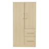 Armário infantil 70x40x135 cm - Porta dupla com gavetas e arrumação - Madeira natural