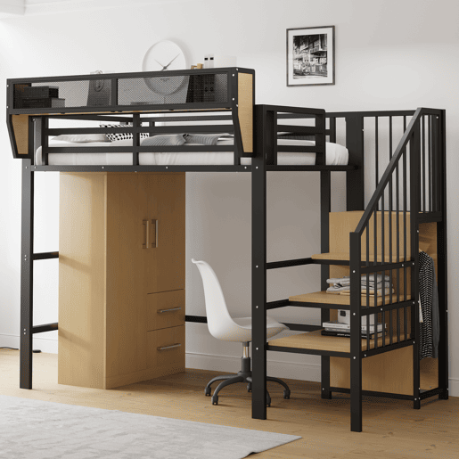 Armário infantil 70x40x135 cm - Porta dupla com gavetas e arrumação - Madeira natural