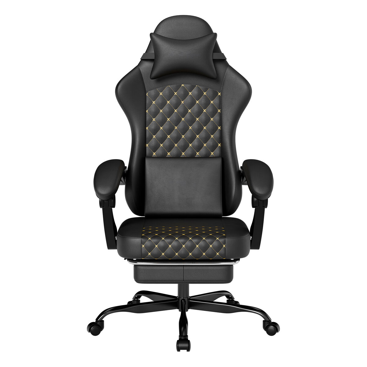 Silla gaming - con masaje y reposapiés, ergonómica, 150 kg - negro