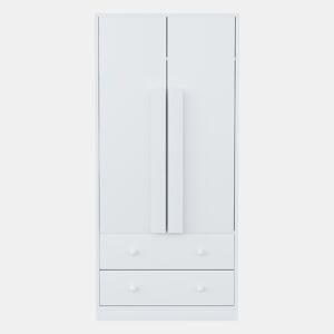 Armário roupeiro 70x40x170 cm - Porta dupla, gavetas e prateleiras - Branco
