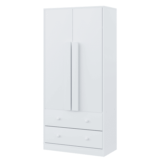 Armário roupeiro 70x40x170 cm - Porta dupla, gavetas e prateleiras - Branco Armário roupeiro 70x40x170 cm - Porta dupla, gavetas e prateleiras - Branco