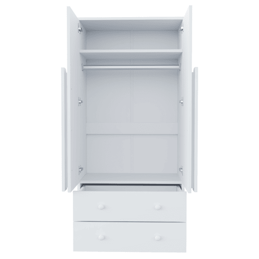 Armário roupeiro 70x40x170 cm - Porta dupla, gavetas e prateleiras - Branco Armário roupeiro 70x40x170 cm - Porta dupla, gavetas e prateleiras - Branco