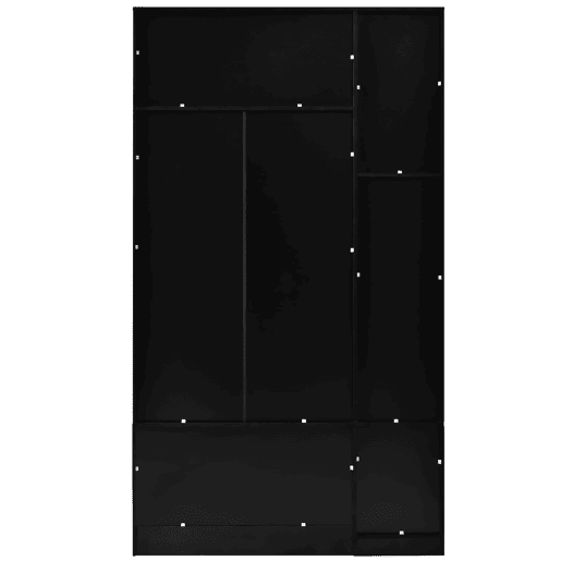 Roupeiro compacto 105x185x40 cm - 2 portas, 6 compartimentos, barra e gaveta - Branco+Preto Roupeiro compacto 105x185x40 cm - 2 portas, 6 compartimentos, barra e gaveta - Branco+Preto
