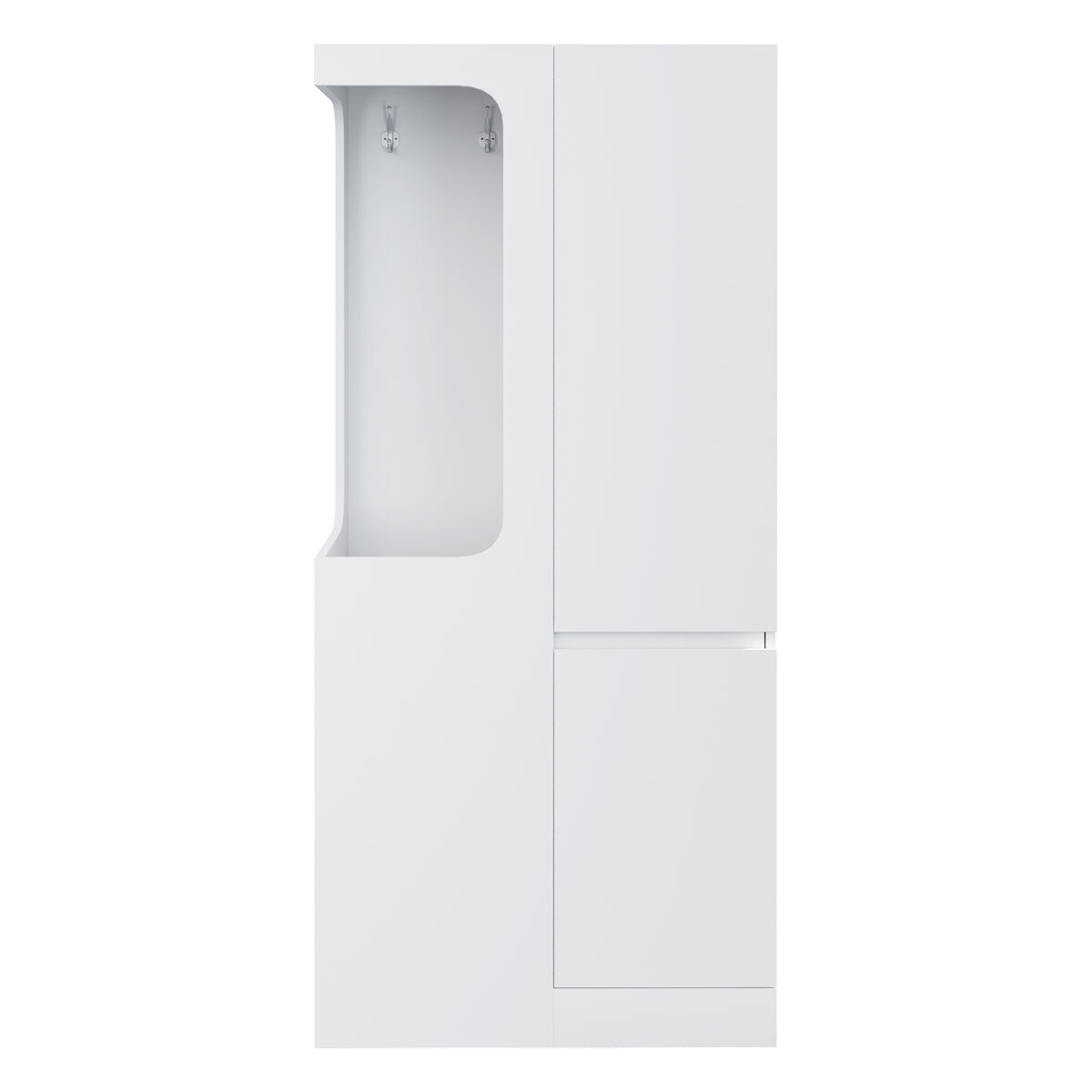 Armario 70x40x170 cm - 1 puerta, cajones y estantes, zona ropa abierta - blanco