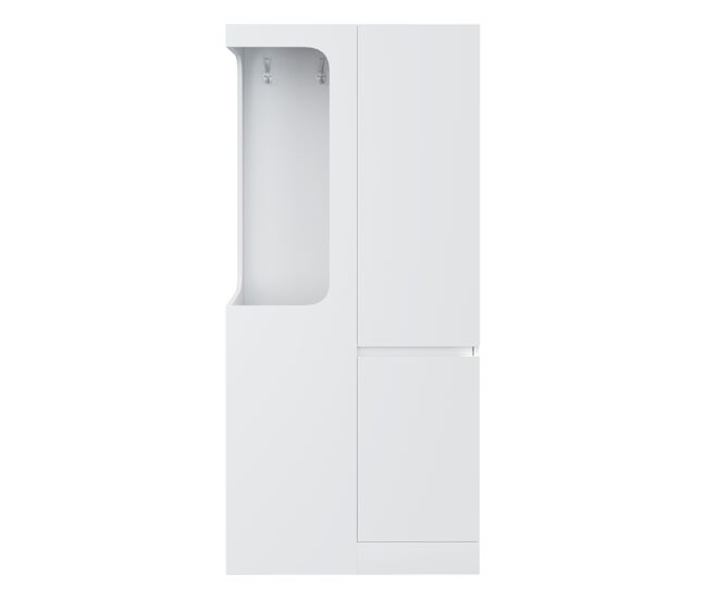 Armario 70x40x170 cm - 1 puerta, cajones y estantes, zona ropa abierta - blanco