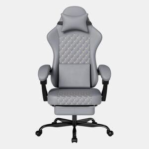 Cadeira Gaming - Ergonómica com massagem e apoio para os pés, 150 kg - Cinza