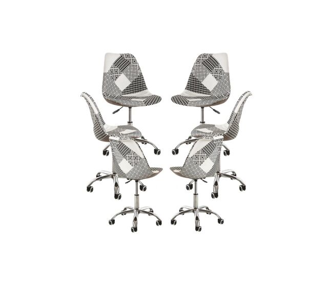 Pack 6 sillas neo patchwork - patchwork blanco y negro