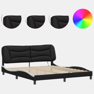 Estrutura de Cama de casal moderno com LED - 180x200cm pretobranco