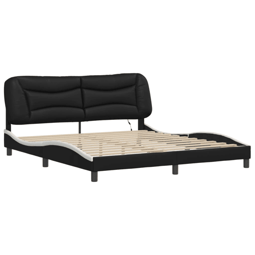 Estrutura de Cama de casal moderno com LED - 180x200cm pretobranco