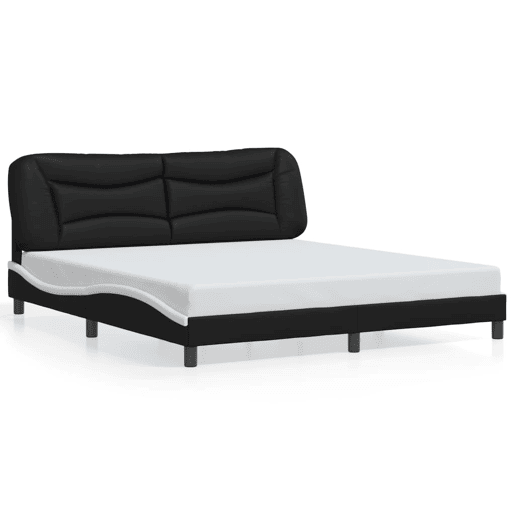 Estrutura de Cama de casal moderno com LED - 180x200cm pretobranco